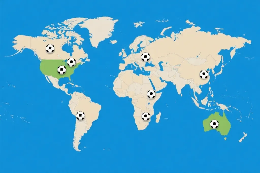 世界地图与足球图标